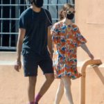 Tilda Cobham-Hervey in a Floral Dress Goes Shopping Out with Dev Patel at Erewhon Market in Los Angeles