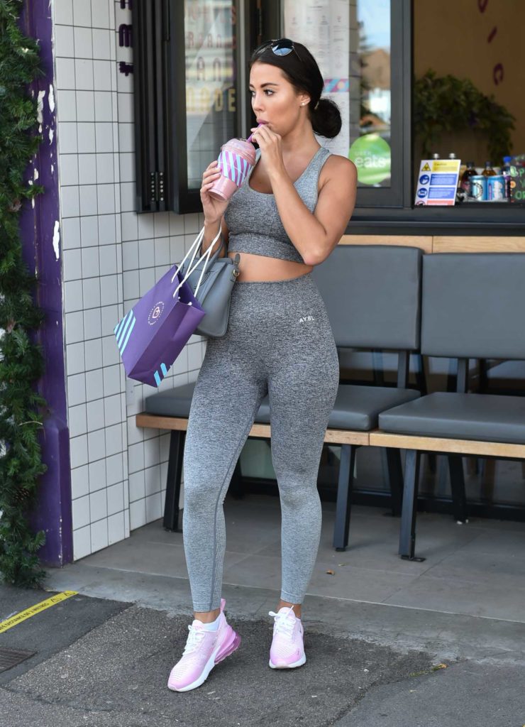 Yazmin Oukhellou in a Gray Workout Clothes
