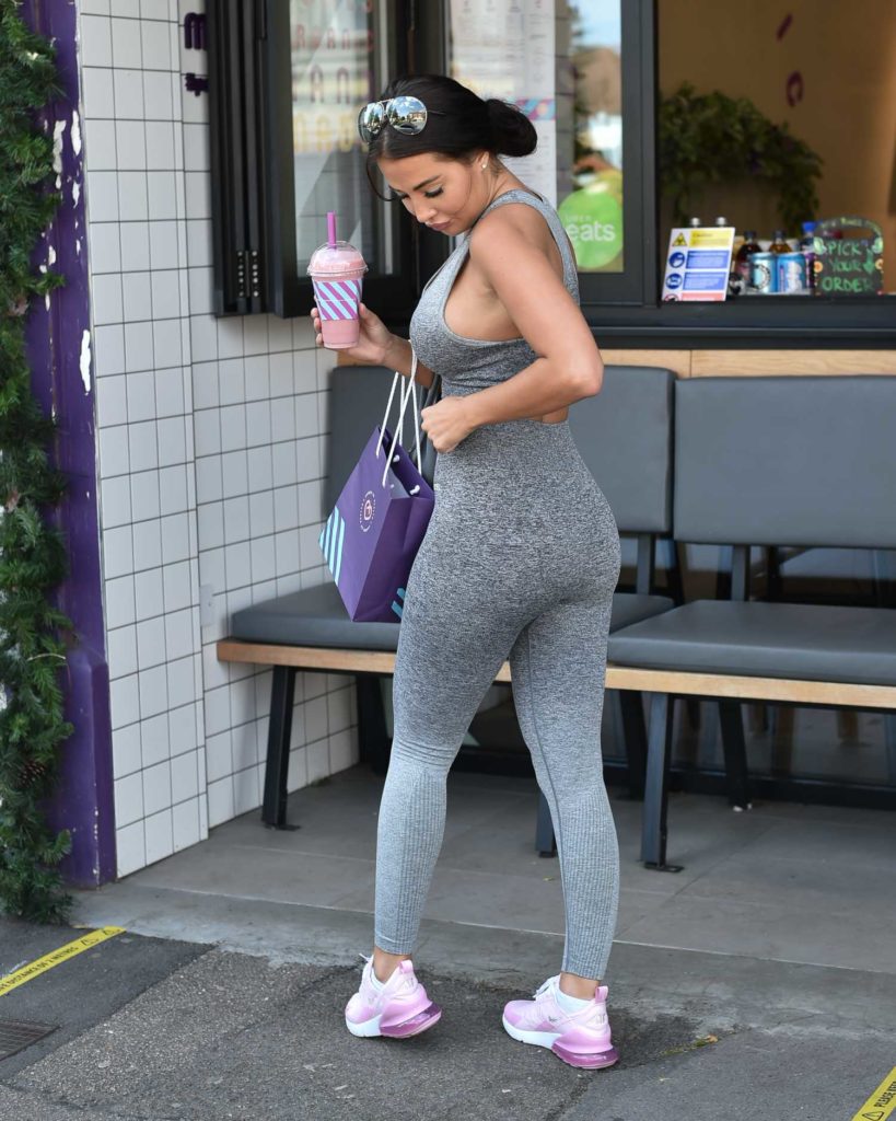 Yazmin Oukhellou in a Gray Workout Clothes
