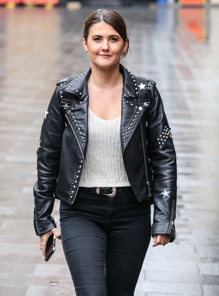Aimee Vivian in a Black Leather Jacket