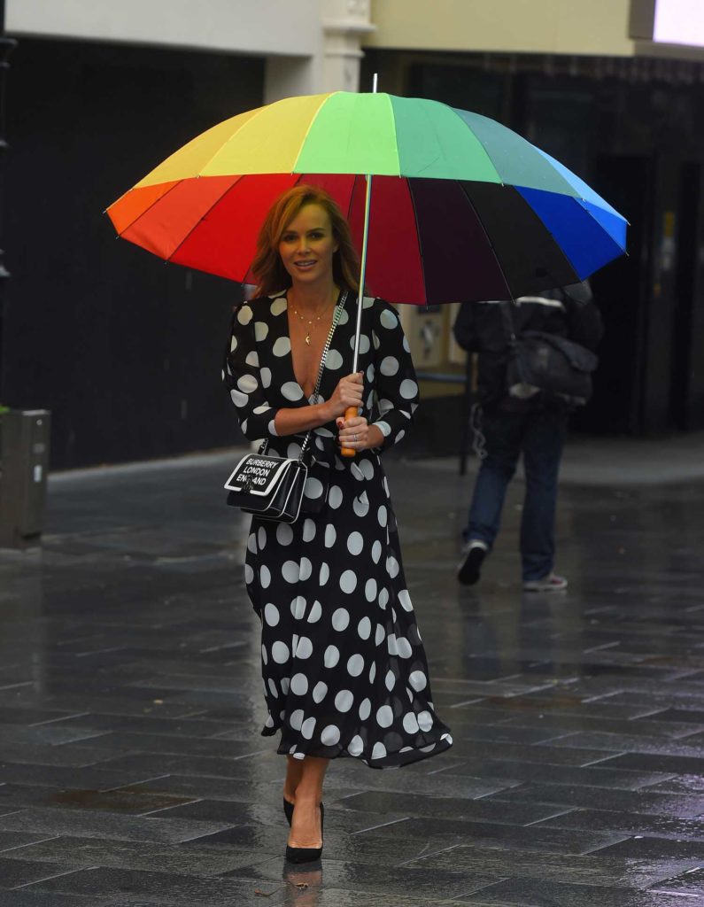 Amanda Holden with a Rainbow Umbrella