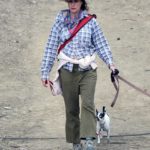 Andie MacDowell in a Beige Hat Walks Her Dogs in Los Angeles