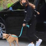 Ariana Grande in a Black Protective Mask Walks Her Dog Out in Beverly Hills