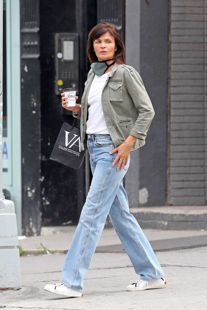 Helena Christensen in a White Sneakers