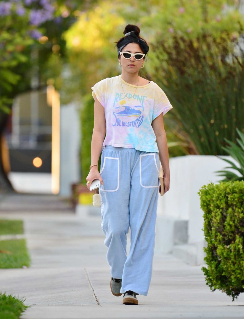 Jessica Gomes in a Colorful Tee