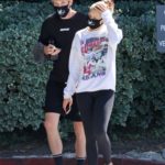 Josie Canseco in a Black Protective Mask Out with Logan Paul Leaves the Gym in Encino