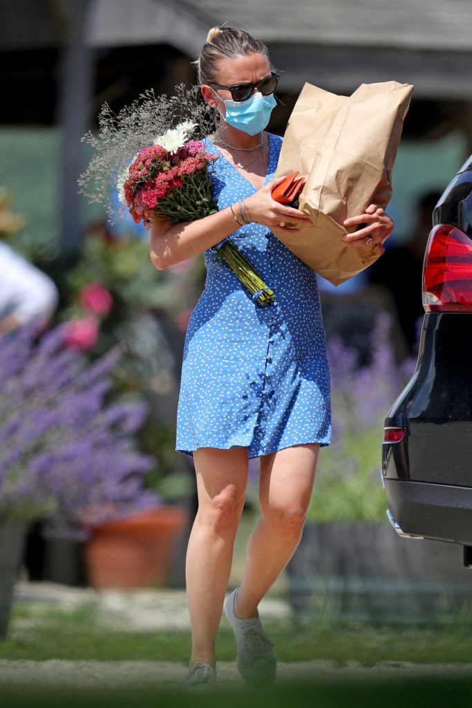 Scarlett Johansson in a Blue Mini Dress