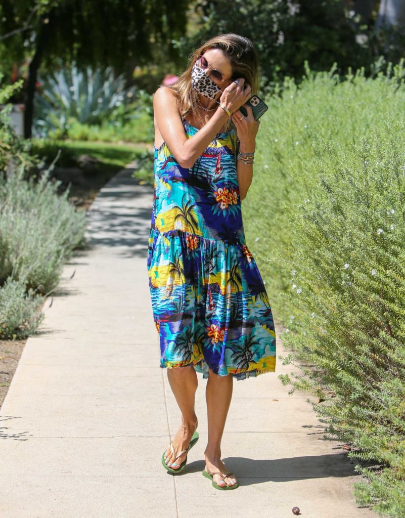 Alessandra Ambrosio in a Floral Dress