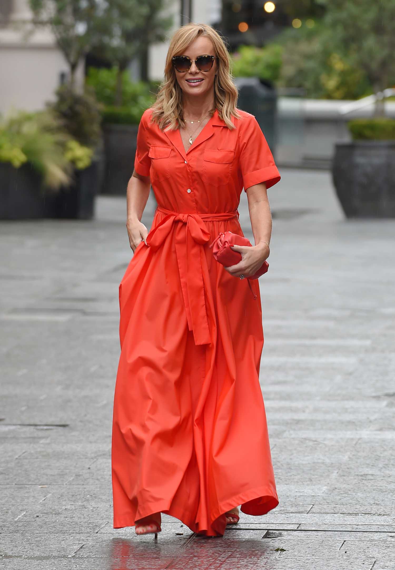 Amanda Holden in a Red Dress Leaves the Global Studios in London ...