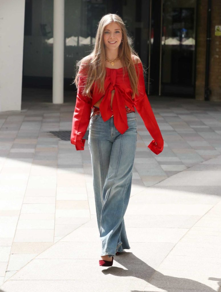 Becky Hill in a Red Crop Top