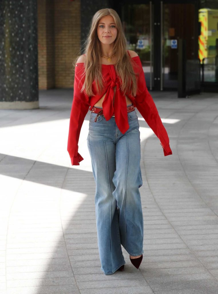 Becky Hill in a Red Crop Top