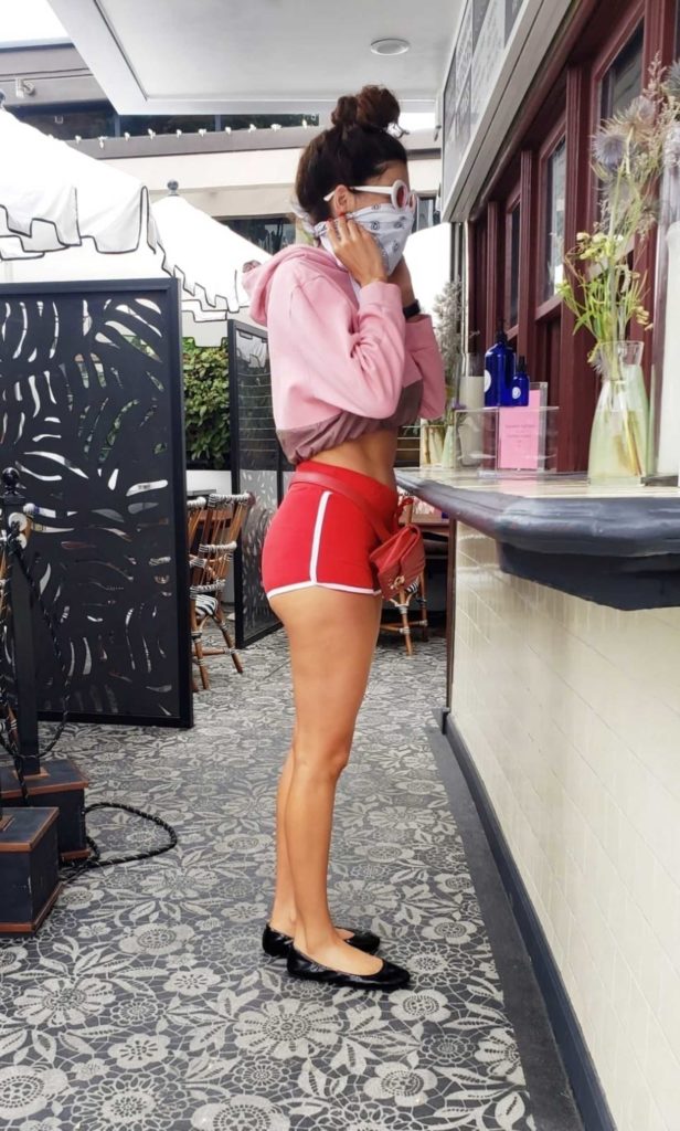 Blanca Blanco in a Red Shorts