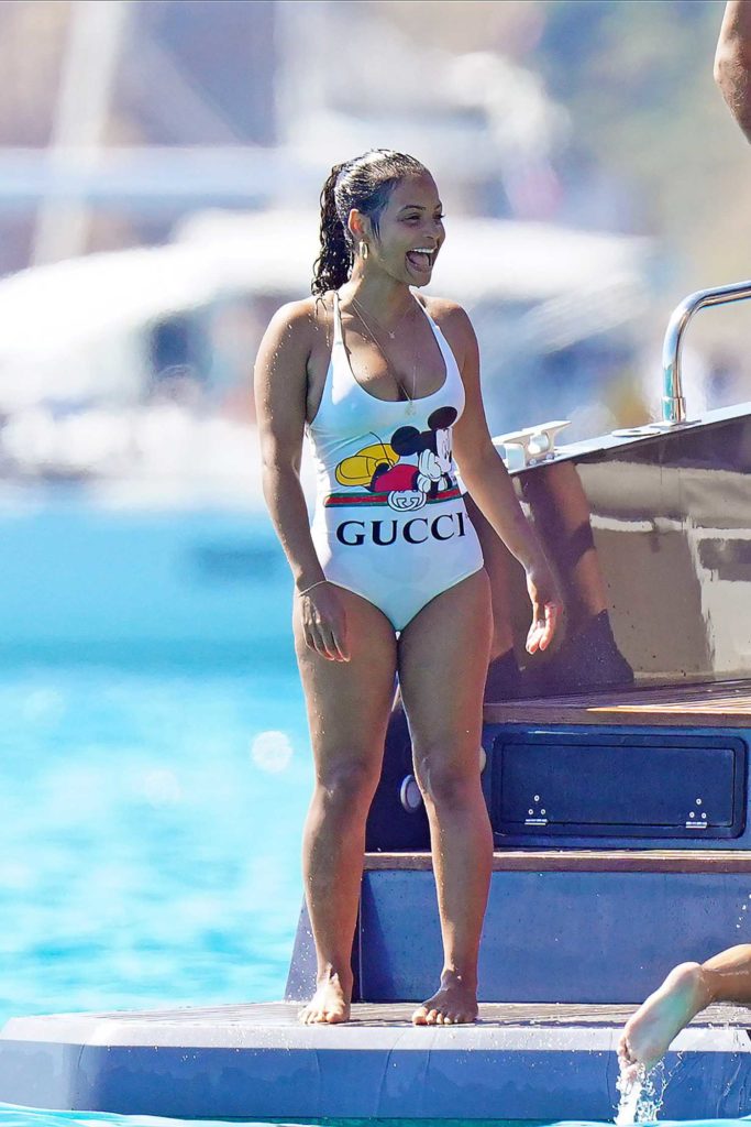 Christina Milian in a White Swimsuit