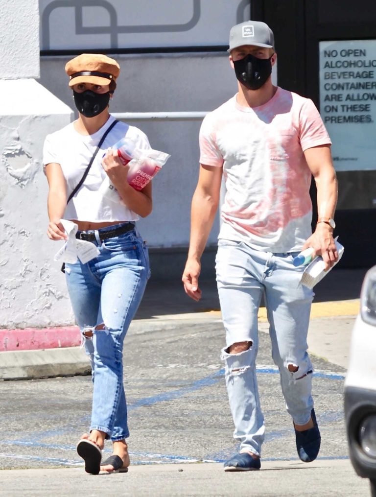 Hayley Erbert in a Blue Ripped Jeans Was Seen Out with Derek Hough in ...