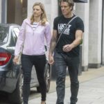 Jordan Connell in a Pink Track Jacket Was Seen Out in London