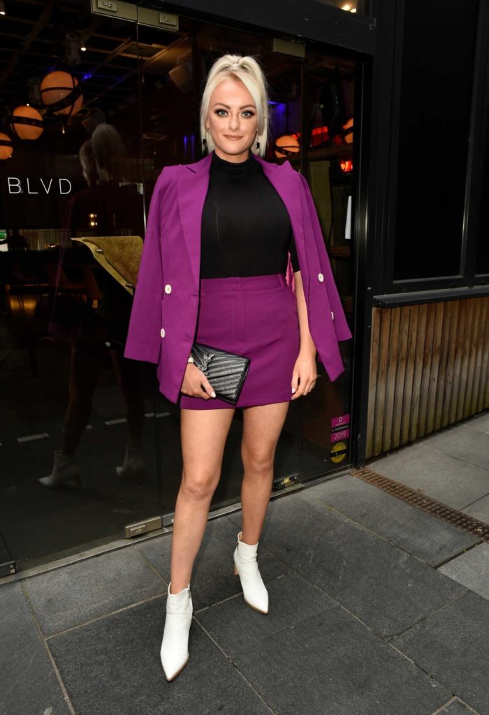Katie McGlynn in a Purple Suit