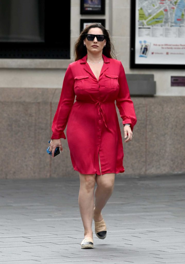 Kelly Brook in a Red Shirt Dress