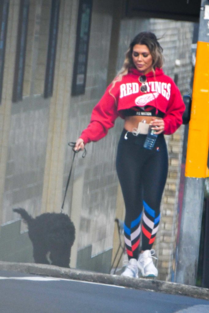 Kirralee Morris in a Red Cropped Hoody