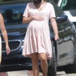 Lea Michele in a Pink Dress Shows Her Baby Bump on a Walk in Santa Monica