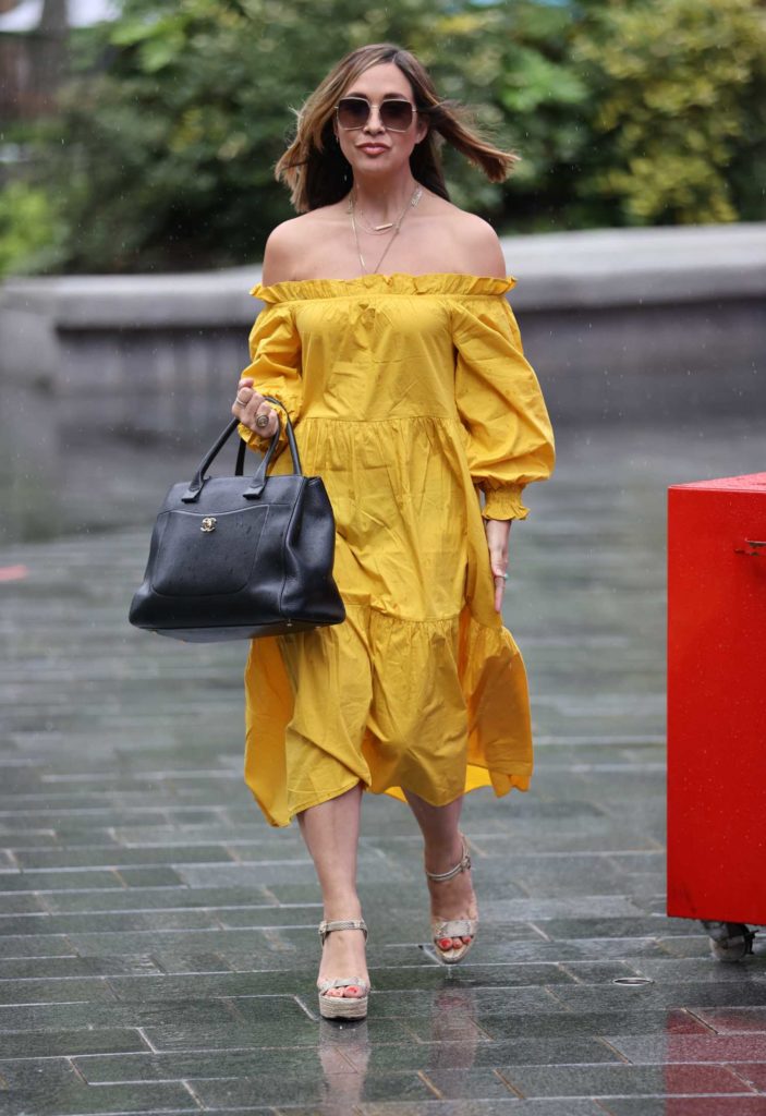 Myleene Klass in a Mustard Colour Dress