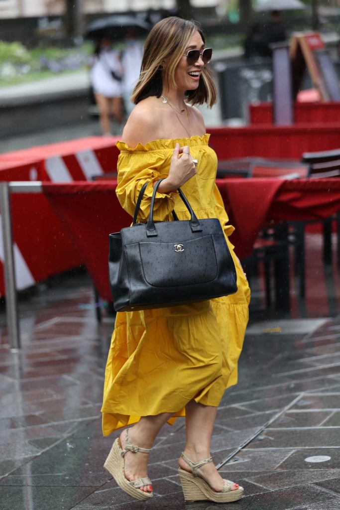 Myleene Klass in a Mustard Colour Dress