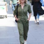 Rachel Johnson in a Green Jumpsuit Arrives at the Global Radio Studios in London