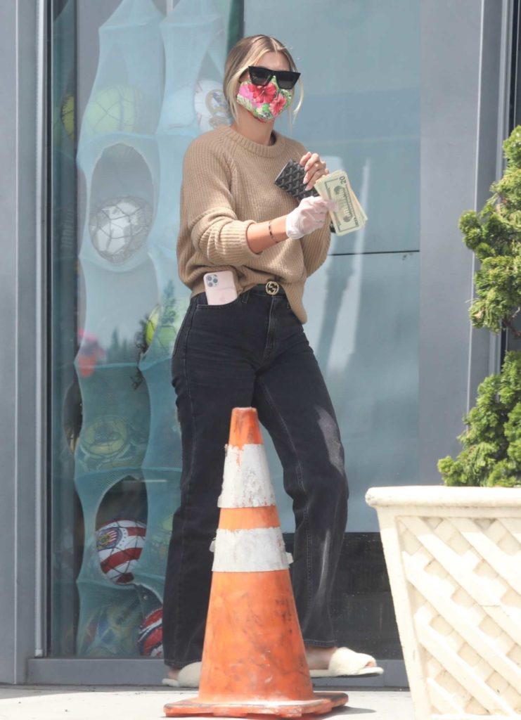 Sofia Richie in a Floral Print Mask