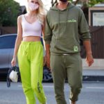 Caitlin Spears in a Neon Green Sweatpants Grabs Coffee in Venice