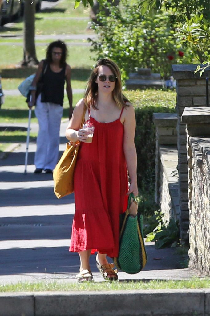 Claire Foy in a Red Summer Dress
