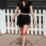 Clelia Theodorou in a Black Shorts on the Set of The Only Way is Essex TV Show in Essex