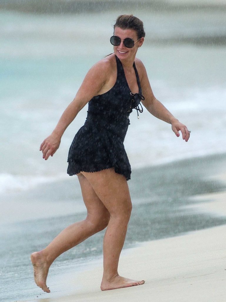 Coleen Rooney in a Black Swimsuit