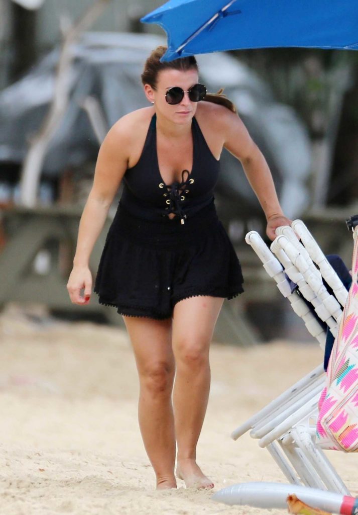 Coleen Rooney in a Black Swimsuit