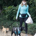 Courtney Thorne-Smith in a Black Leggings Walks Her Dogs in Brentwood