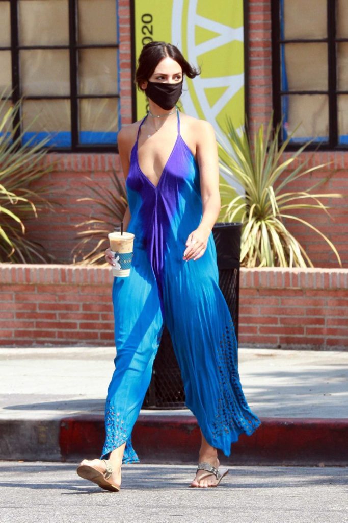 Eiza Gonzalez in a Tie-Dye Blue Jumpsuit