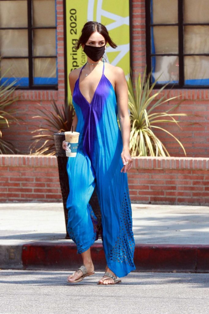 Eiza Gonzalez in a Tie-Dye Blue Jumpsuit