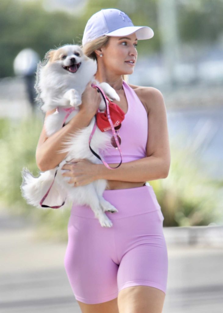 Gemma White in a Pink Workout Clothes