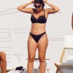 Georgina Rodriguez in a Black Bikini on a Yacht in St.Tropez