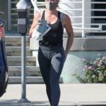 Hilary Duff in a Black Tank Top Makes a Quick Starbucks Run in Los Angeles
