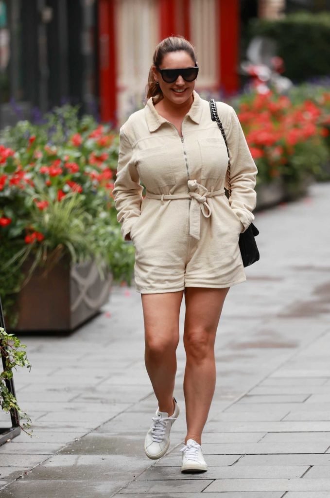 Kelly Brook in a Cream Playsuit