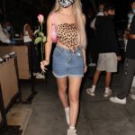 Madi Monroe in a Denim Shorts Enjoys a Dinner Night Out at Il Pistaio in Beverly Hills