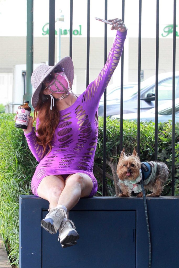 Phoebe Price in a Purple See-Through Dress