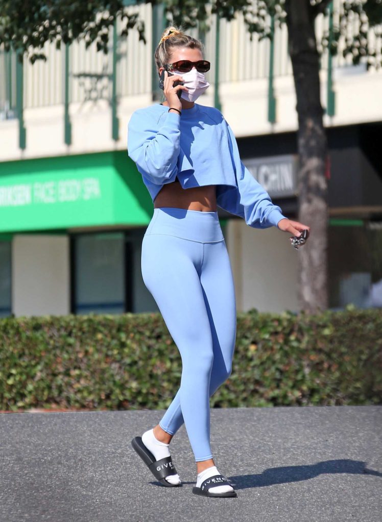 Sofia Richie in a Light Blue Workout Clothes