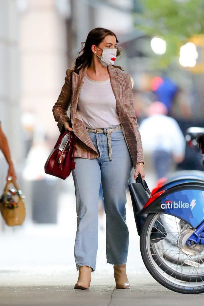 Anne Hathaway in a Protective Mask