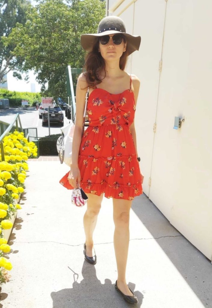 Blanca Blanco in a Red Summer Dress
