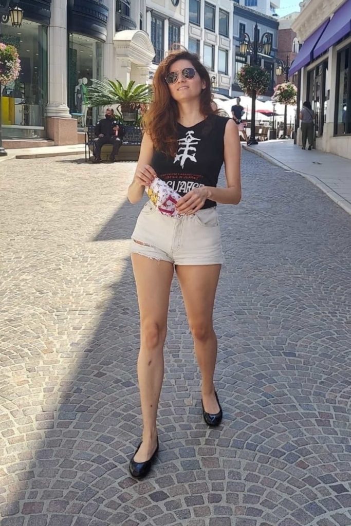 Blanca Blanco in a White Shorts