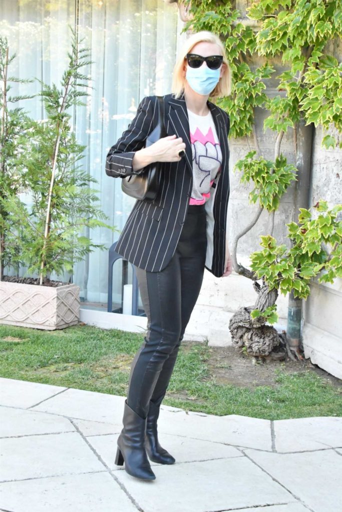Cate Blanchett in a Black Striped Blazer