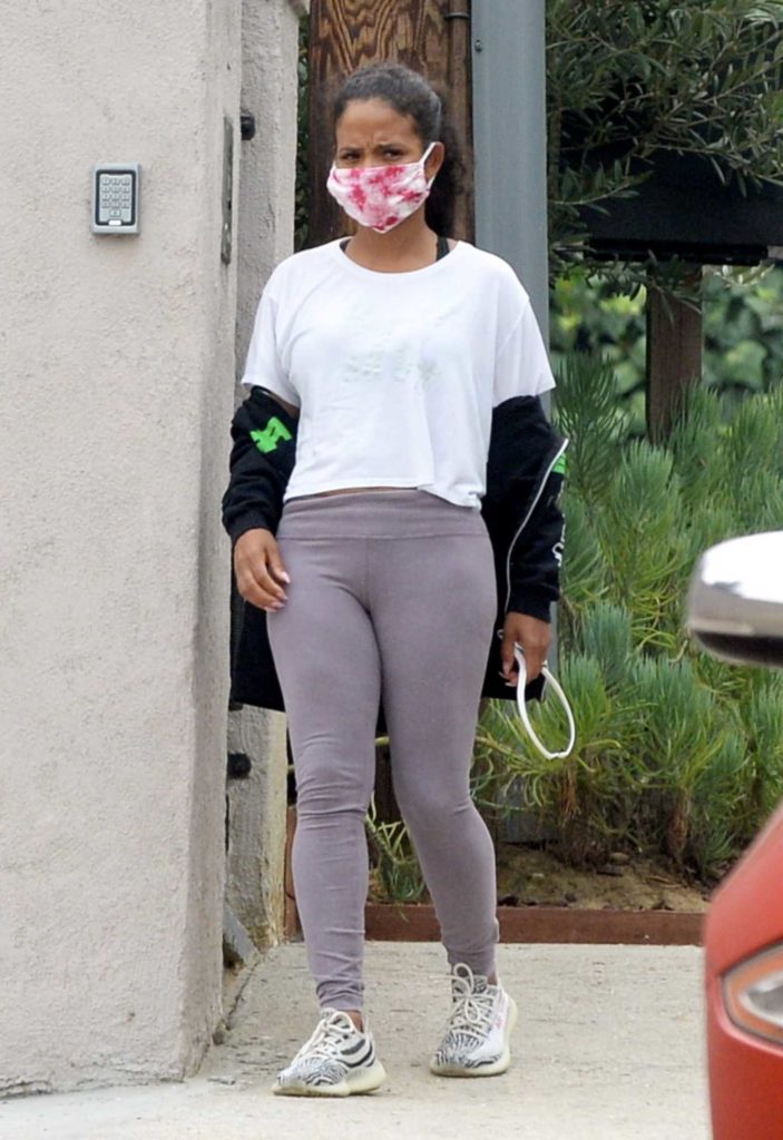 Christina Milian in a Protective Mask