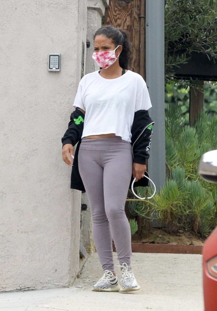 Christina Milian in a Protective Mask