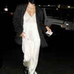 Delilah Hamlin in a Striped Blazer Arrives at Delilah in West Hollywood