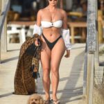 Demi Rose in a Black and White Bikini on the Beach in Ibiza